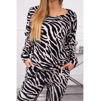 Zebra velurová souprava černo-béžová K-Fashion, UNI i519_23812-U