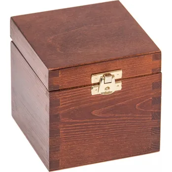 Dárková krabička Přírodní dřevěná krabička se zámkem - 13x13x10,5 cm / OŘECH