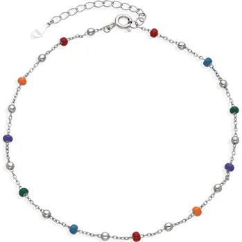 Náramek NUBIS® Stříbrný náramek na nohu s barevnými korálky - NB-6046