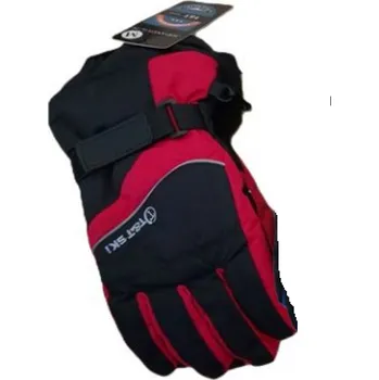 Rukavice Dětské prstové lyžařské zimní rukavice CKDH022 červená Velikost rukavic: M