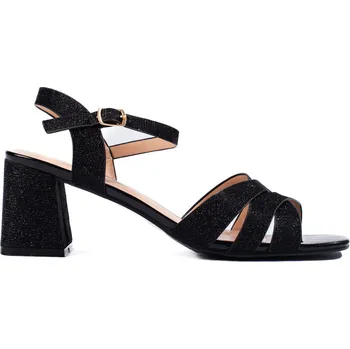 Dámské sandále Černé brokátové sandály na podpatku RL20B Velikost: 37