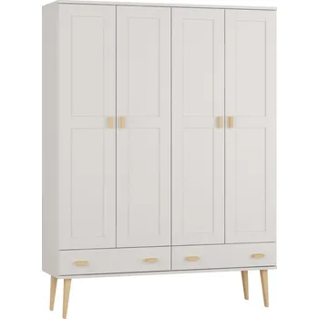 Šatní skříň Šatní skříň z masivu borovice Nord I bílá 175/204/60 cm