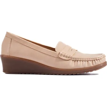 Dámské mokasíny Béžové mokasíny na klínku QQ-8APR Velikost: 36
