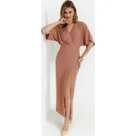 Maxi kimono šaty s rozparkem K163 MAKEOVER Barva: Růžová, Velikost: S