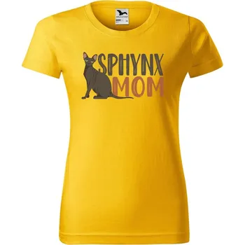 Dámské tričko DOBRÝ TRIKO Dámské tričko s potiskem Sphynx mom Barva: Žlutá, Velikost: 2XL
