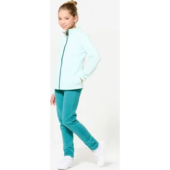 DOMYOS Dětská hřejivá sportovní souprava Warmy zip zelená 8 LET ZELENÁ