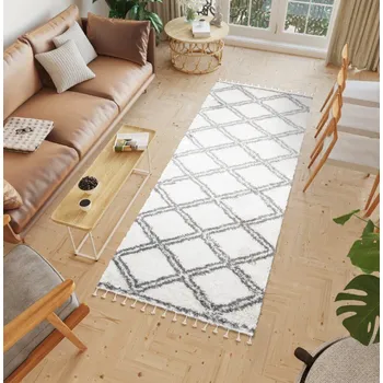 Koberec Hustý bílý vzorovaný běhoun Šířka: 100 cm | Délka: 300 cm 56632_115308