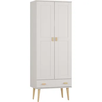 Šatní skříň Šatní skříň z masivu borovice Nord II bílá 89/204/60 cm