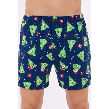 Pánské spodní prádlo Vánoční trenýrky se stromečky Comfort 166 modré XXL