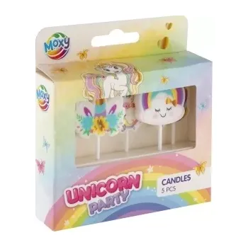 Dortová svíčka 3D svíčky na dort Jednorožec, 5 ks
