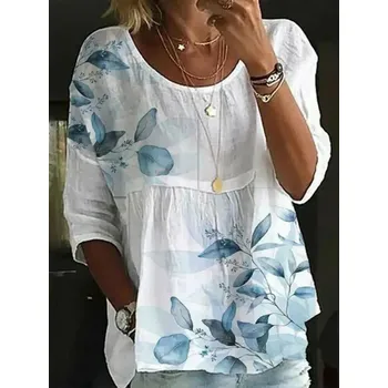 Dámská halenka Dámská halenka s potiskem Barva: Nebeská, Velikost: S