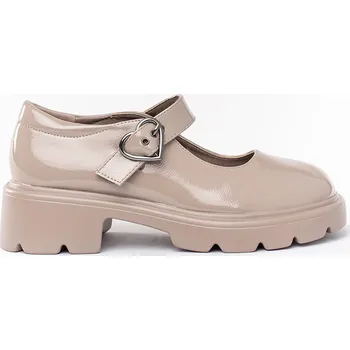 Dámské polobotky Lakované Mary Jane béžové polobotky na hrubé podrážce GD-FL6055TA Velikost: 38