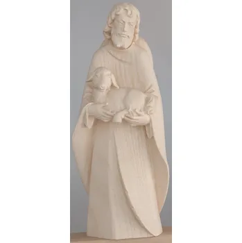 Vánoční dekorace Ornatis Pastýř s jehnětem Provedení: Přírodní bez malování, Velikost stojících figur dospělých postav: 10 cm Dřevěná vyřezávaná soška pastýře s jehnětem