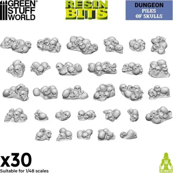 Plastikový model 3D Printed Piles of Skulls – 3D tištěné hromady lebek (30 ks)
