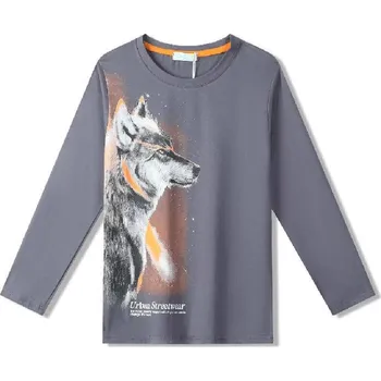 CHLAPECKÉ TRIČKO WOLF S DLOUHÝM RUKÁVEM Barva: Šedá, Velikost: 164