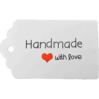 Dárková visačka Pro Háčkování Papírová cedulka Hand made bílá 5x3 cm 5 ks