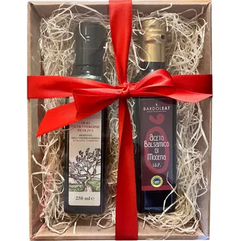 Dárkový potravinový koš Dárkový balíček Olearia Olivový olej a Bardoleat Aceto balsamico di Modena IGP objem: 0,5L Perfektní nejen na cesty
