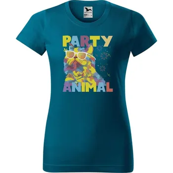 Dámské oblečení DOBRÝ TRIKO Dámské tričko s potiskem Party animal Barva: Petrolejová, Velikost: XS