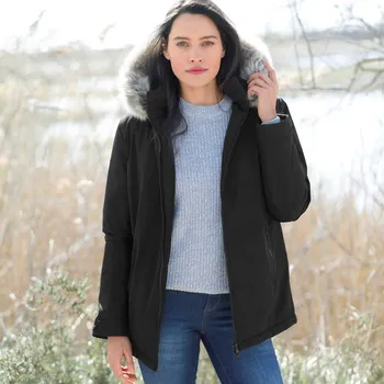 Dámská parka Nepromokavá parka na zip, s odepínací kapucí černá 48