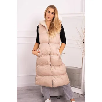 Dámská vesta Prošívaná vesta s kapucí béžová Kesi růžová 2013051