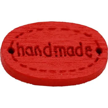 Knoflík Pro Háčkování Hand made dřevěný oválný červený 18x12 mm.
