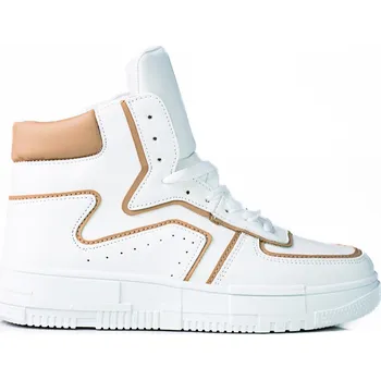 Dámské tenisky Bílo-béžové Vysoké sneakersy A88-108-2W/BE Velikost: 38
