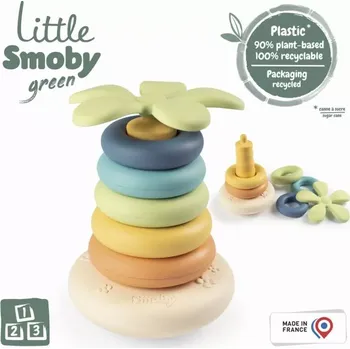 Hračka pro nejmenší Little Smoby Green stohovací pyramida z kroužků z bioplastu