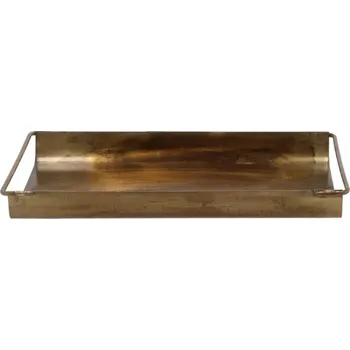 Mosazný antik kovový dekorační podnos Debra - 23*15*3 cm
