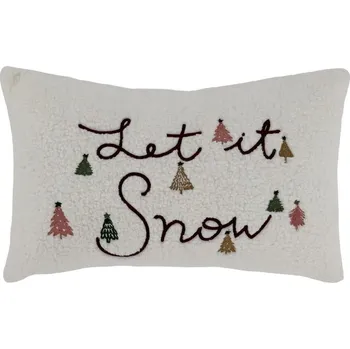Povlak na polštářek Bílý chlupatý povlak na polštář se stromky Let it Snow - 35*50 cm