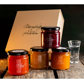 Dárková krabička Marmelády s příběhem Dárková krabička džemů s alkoholem "Žufánek"