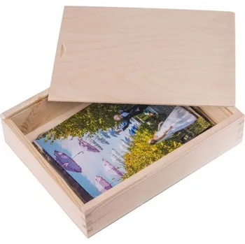 Dárková krabička Přírodní dřevěná krabička / box na fotky - 27x21x6 cm