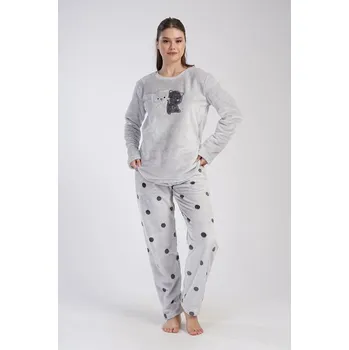 Dámské pyžamo Hřejivý komplet Cats šedý s kočkami XL