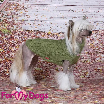 Obleček pro psa FOR MY DOGS svetr PIGTAIL GREEN, zelený Velikost: 18/XL–20/XXL