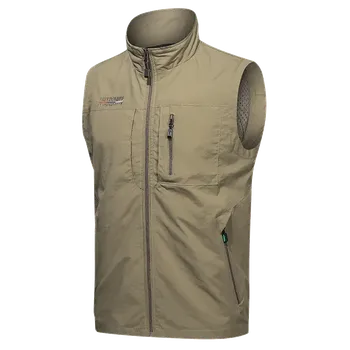 Pánská softshellová bunda Outdoorová pánská vesta na zip s kapsami Barva: Khaki, Velikost: L