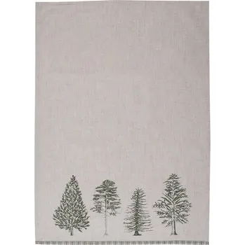 Utěrka Béžová bavlněná utěrka se stromky Natural Pine Trees - 50*70 cm