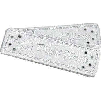 Dárková visačka Pro Háčkování Hand Made, koženková cedulka Motýl stříbrný