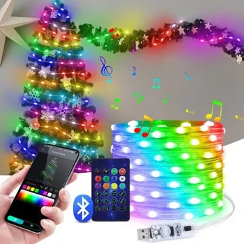 LED páska CHYTRÉ Vánoční Osvětlení Na Stromeček 150LED SMART FLASH Bluetooth App PILOT - 15m SW019