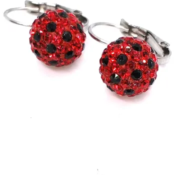 Souprava šperků Mechanické náušnice z chirurgické oceli s polymerovou kuličkou Light Siam + jet VL 098