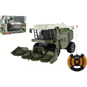 Hračka Teddies Kombajn na kukuřici RC plast 22cm 27MHz na baterie se světlem v krabici 30x21x12cm
