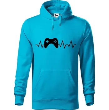 Pánská mikina DOBRÝ TRIKO Pánská mikina s potiskem Tep gaming Velikost pánské mikiny: L, Barva: Tyrkysová