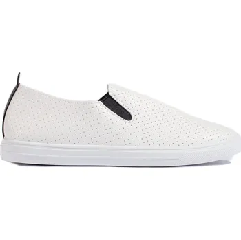Dámské slipry Bílé dírkované slip-on tenisky 679W/B Velikost: 36