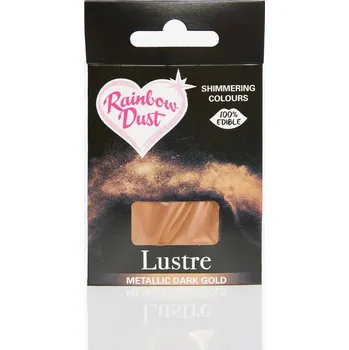 Potravinářské barvivo Prachová barva - kovový efekt - tmavě zlatá Metallic Dark Gold 2g - Rainbow Dust - vegan, bez E171