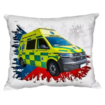 Dekorativní polštářek Polštářek se sanitkou Volkswagen cihlová (ARO - záchranka - rychlá / sanitka)
