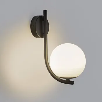 Lampička Nástěnné svítidlo Forlight Sfera Single, černé, sklo, šířka 12 cm černá, opálová 1 x 6 W LED - Doprava zdarma