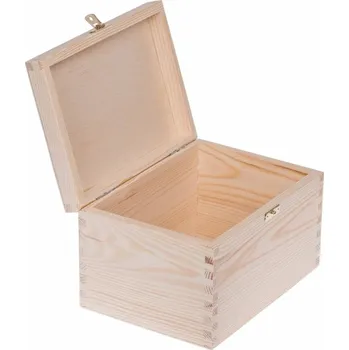 Dárková krabička Přírodní dřevěná krabička se zámkem - 22x16x13,5 cm