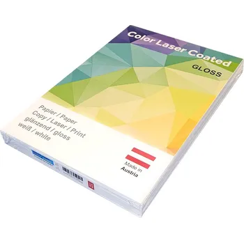 Kancelářský papír Color laser coated gloss, 250gsm, A4, 100listů, oboustranně natíraný bílý lesklý papír pro laserový tisk