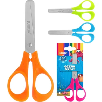 Kancelářské nůžky Nůžky dětské JUNIOR Ocean World 5" 130 mm pro praváky, mix barev . Neobsahujú PVC.