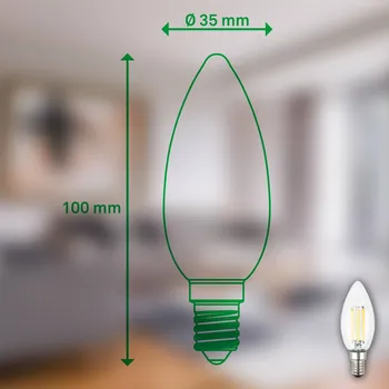 Lampička Briloner LED žárovka svíčka E14 2,5W čirá 3000K 525 lm EEK A 2er