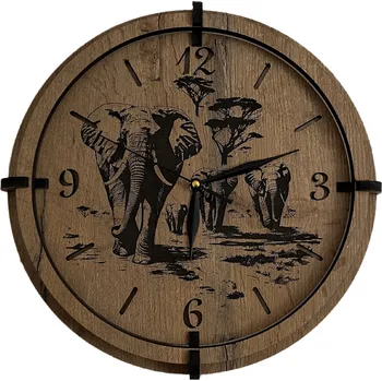 Hodiny Li-Go "Sloni" Dřevěné hodiny 32 cm provedení povrchu: dub
