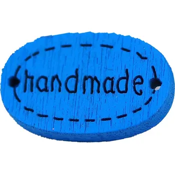 Knoflík Pro Háčkování Hand made dřevěný oválný modrý 18x12 mm.